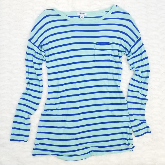 Old Navy Tops - SALE! Old Navy Mint Blue Stripe Long Sleeve Top